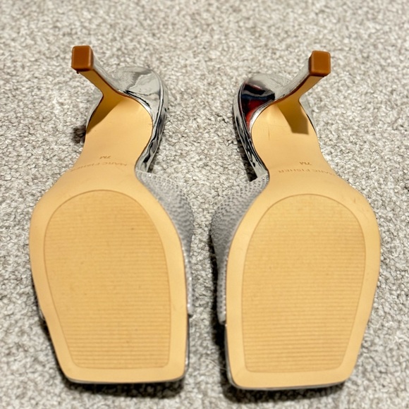 Marc Fisher Silver studded open toe heels - Picture 3 of 5